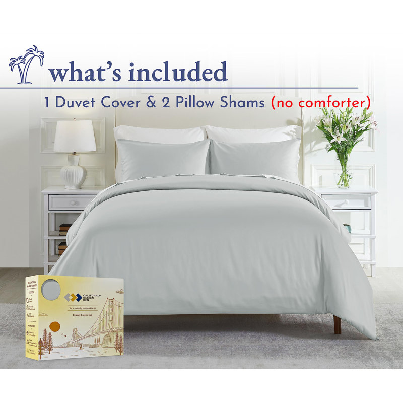 Light Grey 400 Thread Count Cotton Sateen Full/Queen Duvet Cover Set