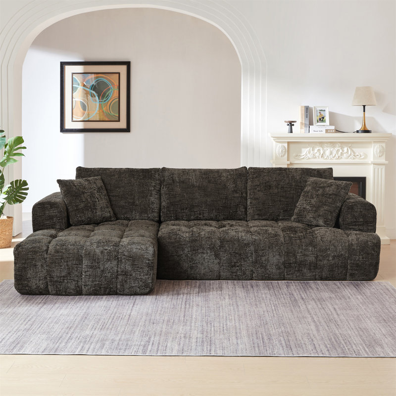 Canapé modulaire en L surdimensionné, Face à la gauche, Chenille brun