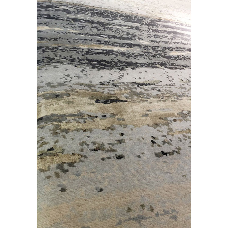 Tapis beige / gris foncé noué à la main de conception unique 6 pi x 9 pi Blaze