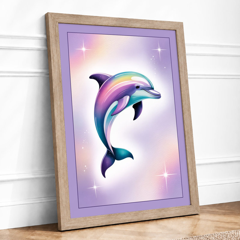 Leaping Dolphin Coastal - Print, A1 - 84.1 x 59.4 cm, Oak