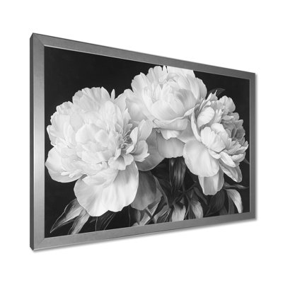 Pivoines en blanc et noir - pivoines, art mural