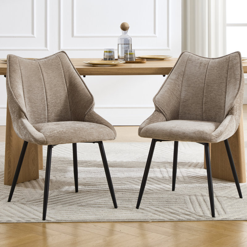Modern Upholstered Armless Dining Side Chair, Contemporary Curved Back Accent Chair with Sturdy Steel Metal Legs, Ergonomic Dining Room Chair for Kitchen Living Room
