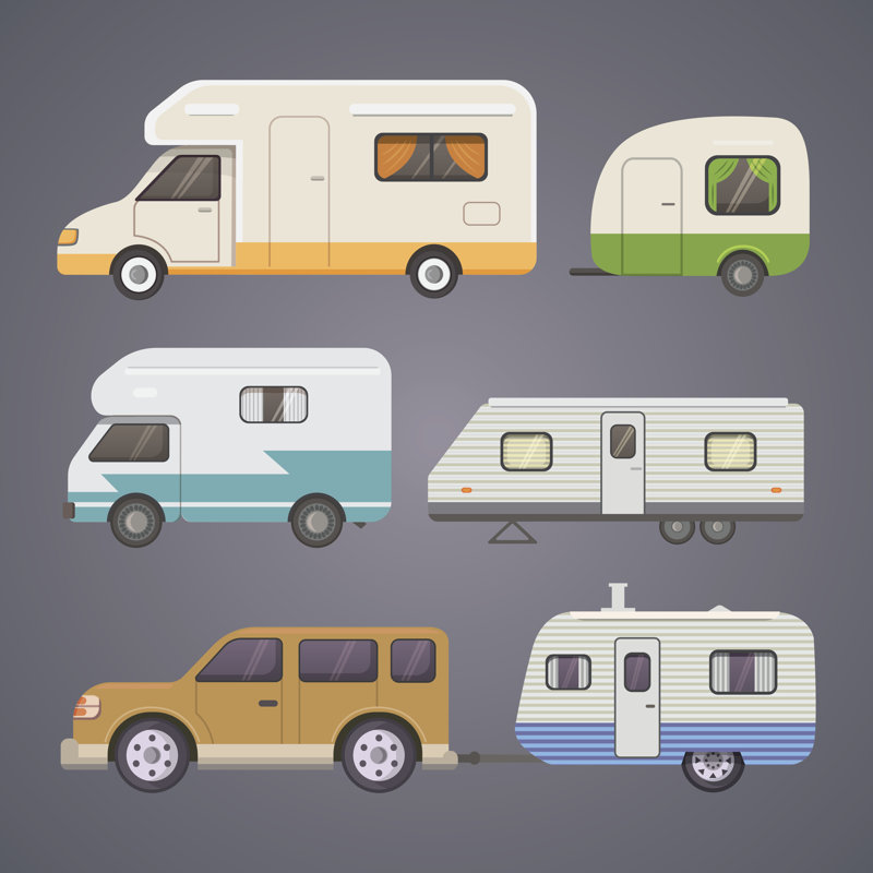 Retro Camper Trailer - Wrapped Canvas Print, 122cm H x 122cm W x 3.8cm D