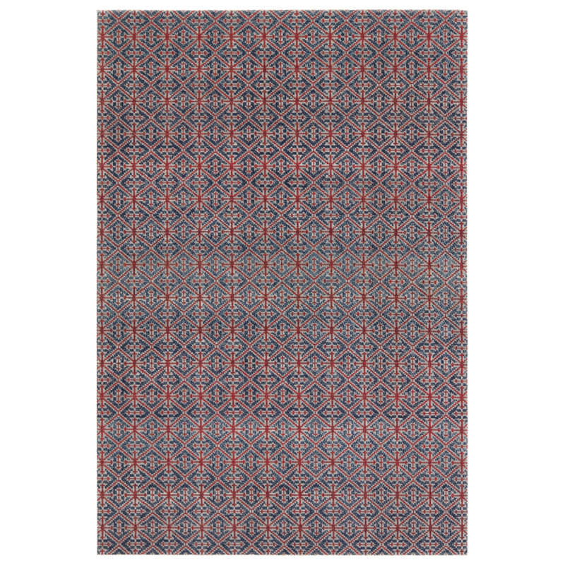 Tapis rouge / bleu marine à motif de treillis intérieur / extérieur Jaipur Living Darlita (2 pi x 3 pi)