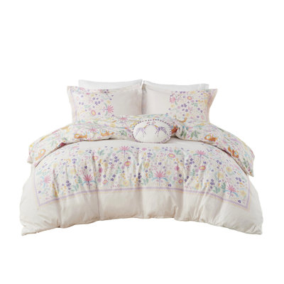 Reversible Cotton Duvet Cover For A Bright ' Bedroom Floral And Jungle Print Queen Size Bed