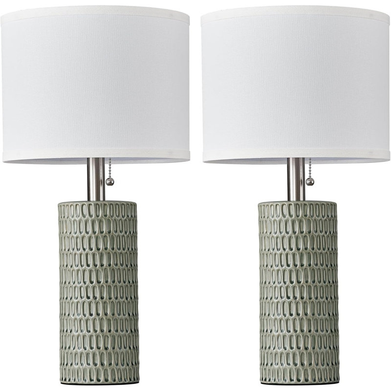 Ensemble de 2 lampes de table 20 "en céramique verte
