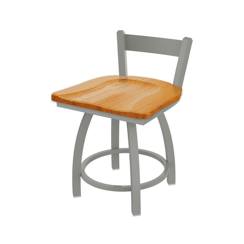 Tabouret de coiffeuse en métal Catalina, Bois - chêne moyen, Nickel anodisé