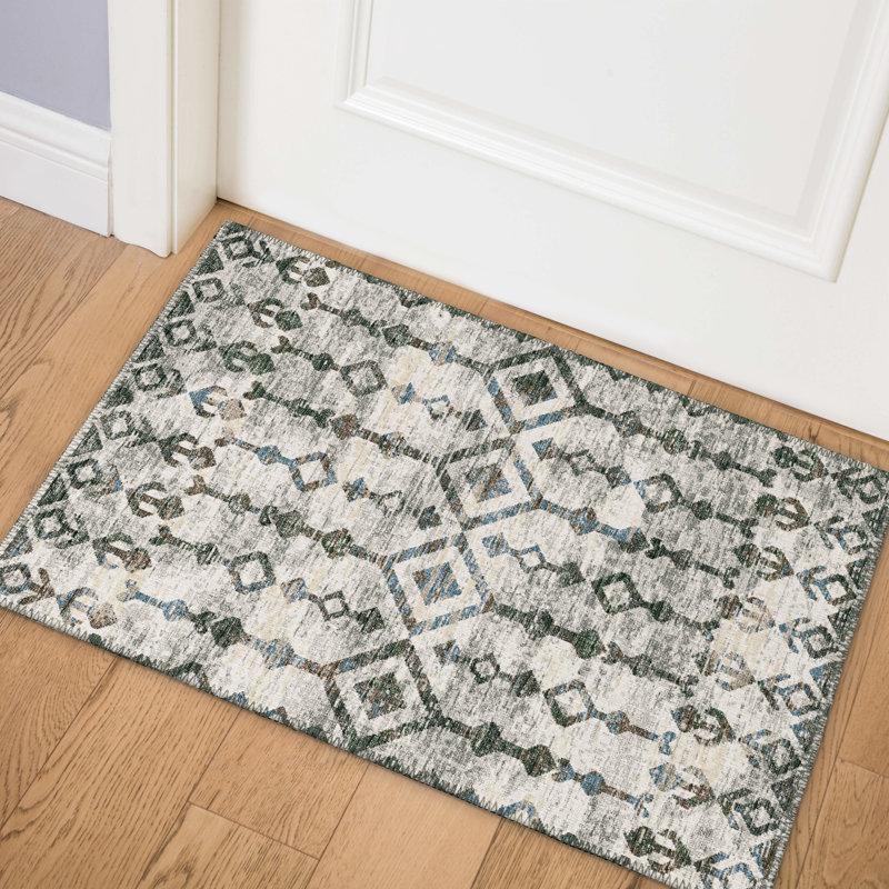 Anta Chenille Washable Ikat Indoor/Outdoor Rug, Rectangle 1'8" x 2'6"