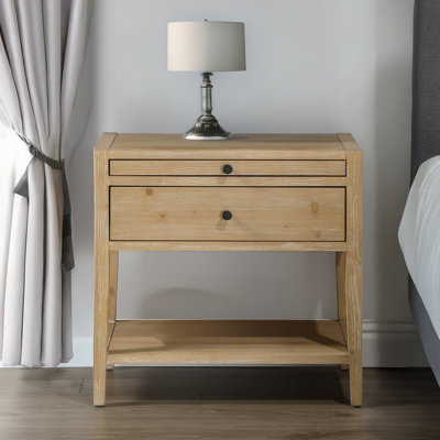 Table de chevet pour chambre à coucher avec 1 tiroir à queue d'aronde française, 1 plateau coulissant et rangement Opem