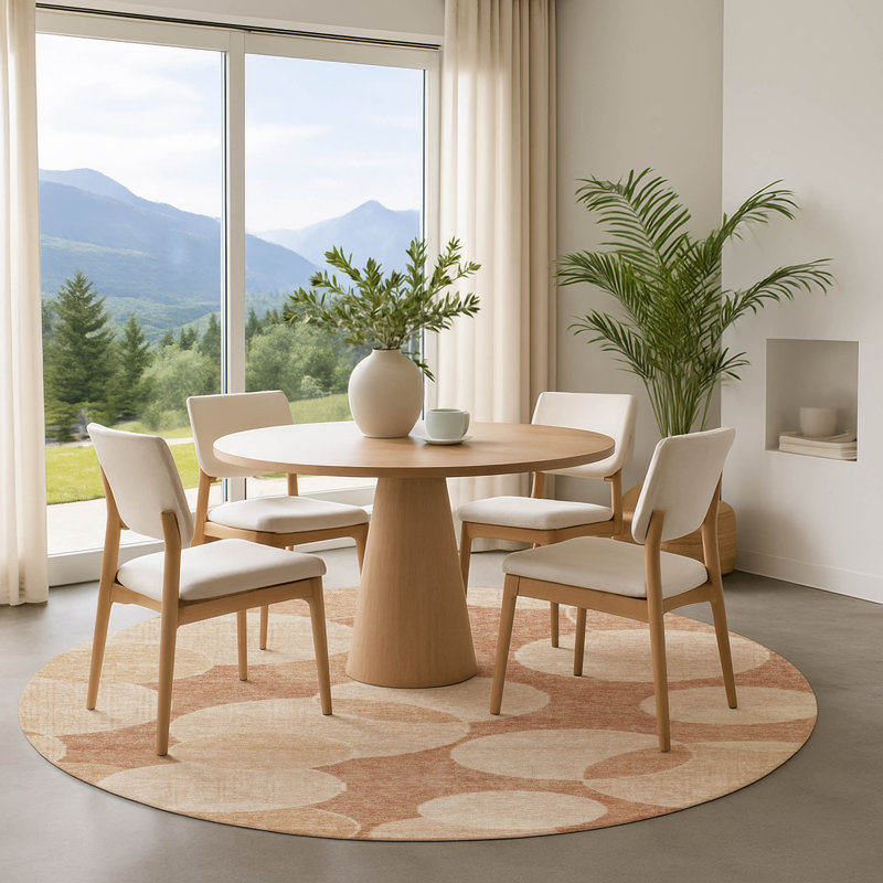Premium Machine Washable Lubbers AMF1751 Geometric Rug, Round 8'