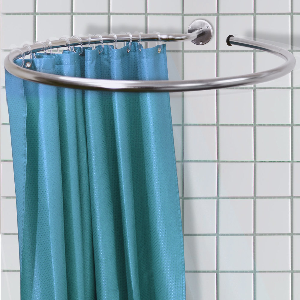 76cm Circle Fixed Shower Curtain Rail & Ring Set