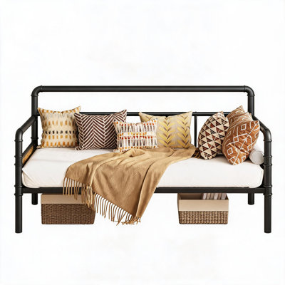 Bronze Metal Twin Daybed with Pop-Up Trundle
