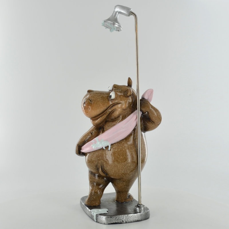 Dilley Hippo In The Shower Comical Figurine