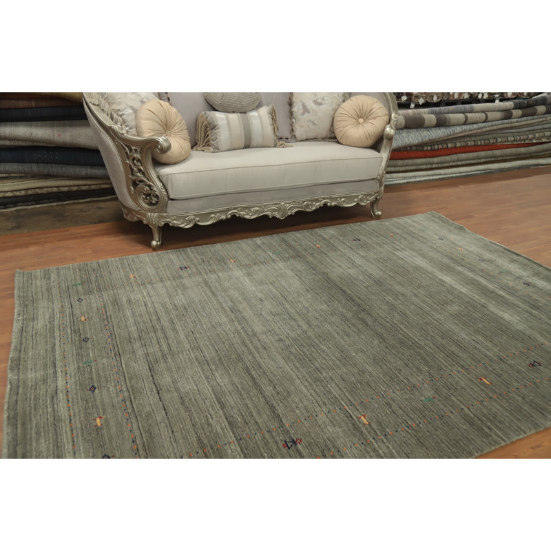 Tapis indien tribal vert 7 x 10