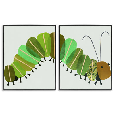 Mignonne chenille douillette, ensemble de 2 giclées encadrées par Jenny Westenhofer