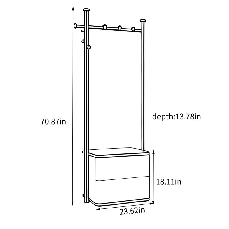 Elegant Ash Wood Coat Rack with Storage