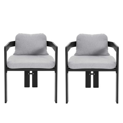 Durable Aluminum Outdoor Dining Chair Set with Plush Cushions