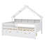 Lits plateforme en bois avec DEL, tablettes de rangement, tiroirs et garde-corps-1033571706