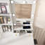 Table de coiffeuse compacte avec miroir, lumières DEL réglables, prise de courant, support pour sèche-cheveux et tabouret pour les petites chambres