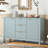 Sideboard with Wave Design - 3 Adjustable Shelves, 3 Drawers & Soft-Close Doors, Storage Console Table with Metal Handles, Suitable for Study, Hallway and Living Room-667679020