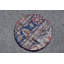 Tapis turc Oushak rétro fait à la main en bleu - petit tapis d'entrée rond SN-6676 bleu / rouge
