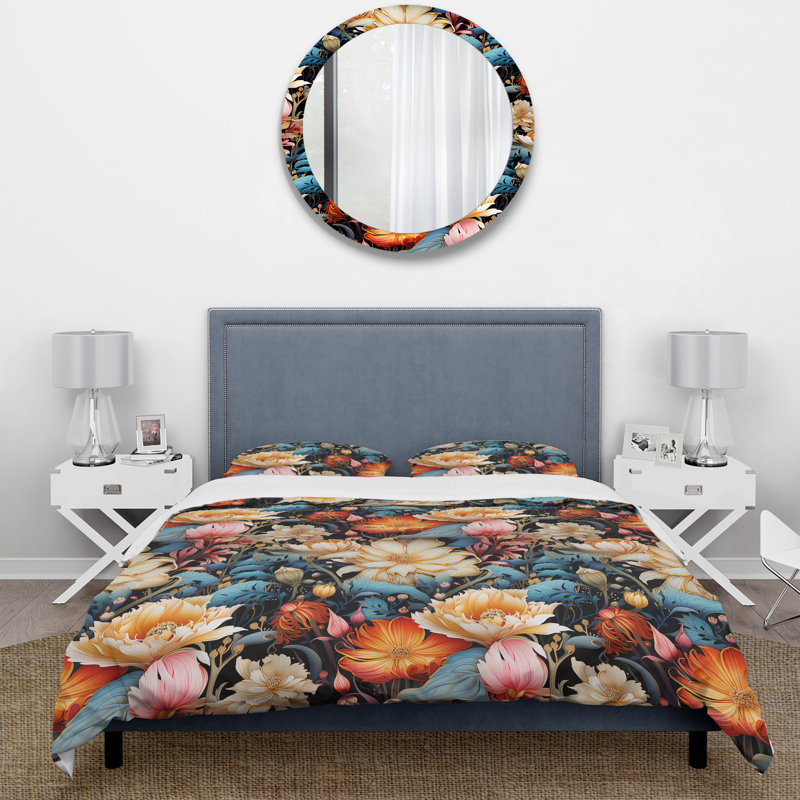 Ensemble de housse de couette à motif botanique Cosmic, Housse de couette pour très grand lit et 2 très