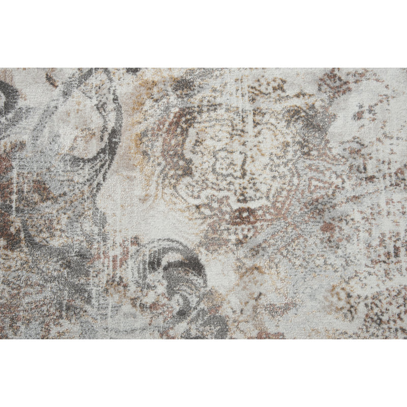 Tapis bleu / brun / crème Shockey, Rectangle 3 pi 11 po x 5 pi 6 po