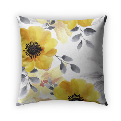 Throw Pillow Watercolor Yellow Flowers