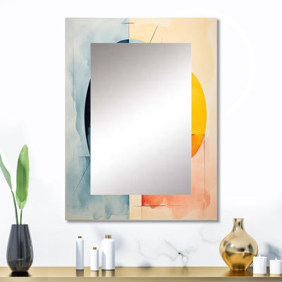 Cubes de couleurs douces cubiques V - miroir mural géométrique, miroir décoratif orange, impression d'art en métal