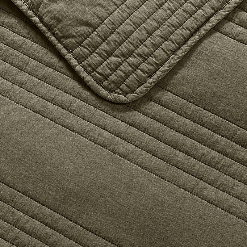 Ensemble de couvre-lit 3 pièces Sharon Olive, Couvre-lit très grand et 2 taies de très grande , Vert