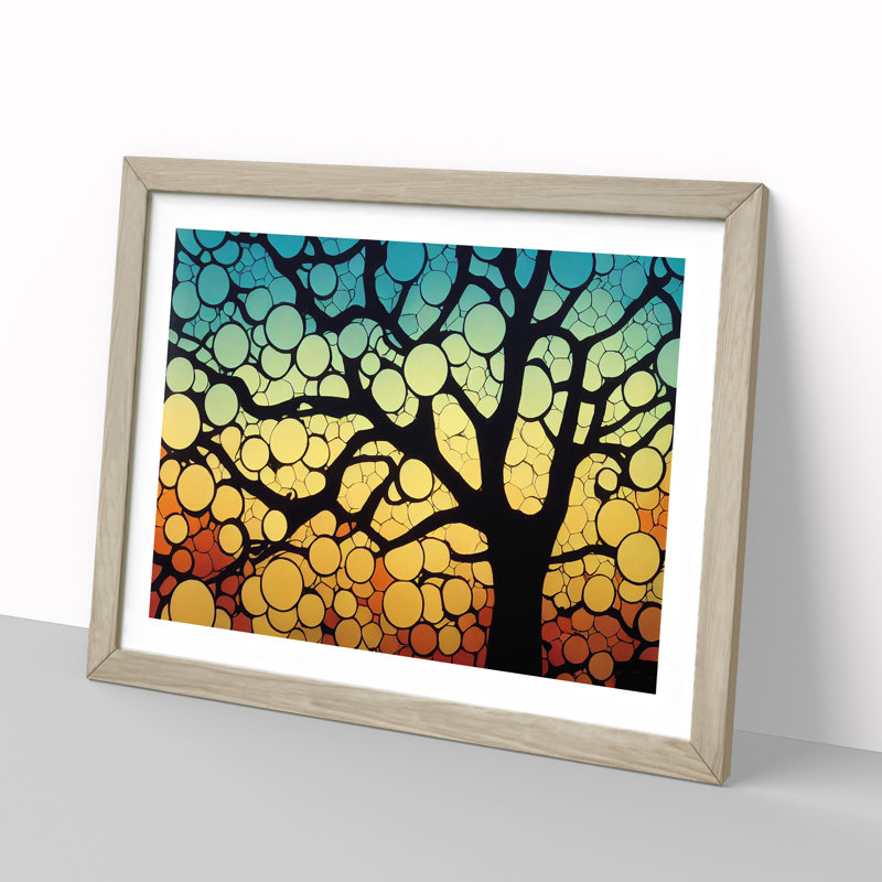King Tree Abstract - Single Picture Frame Print, 34cm H x 46cm W x 2cm D, Oak Framed