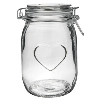 Nicola Spring - Heart Glass Storage Jars with Labels
