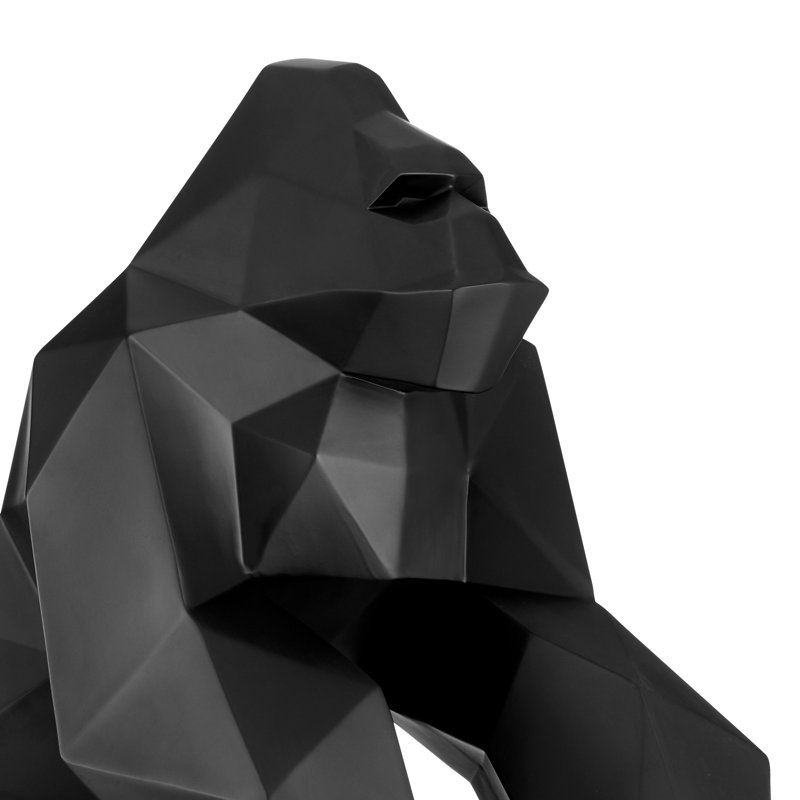 Sculpture géométrique singe / blanc mat, Noir