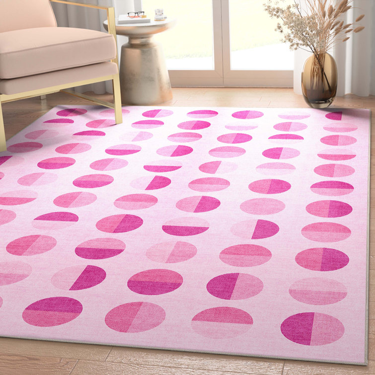 Tapis tissé à plat à motif géométrique rose Winston Porter Shanea