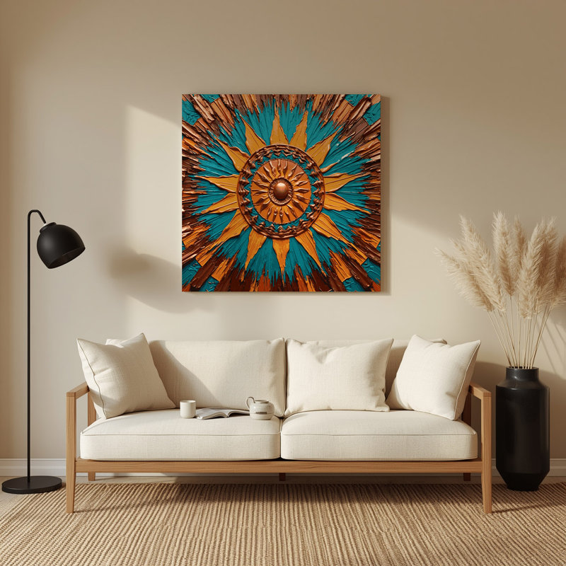 «Southwestern Cowboy Sunburst», art mural en métal brun 87