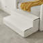 Lit pour enfant sécuritaire avec rangement et garde-corps, tissu beige moderne
