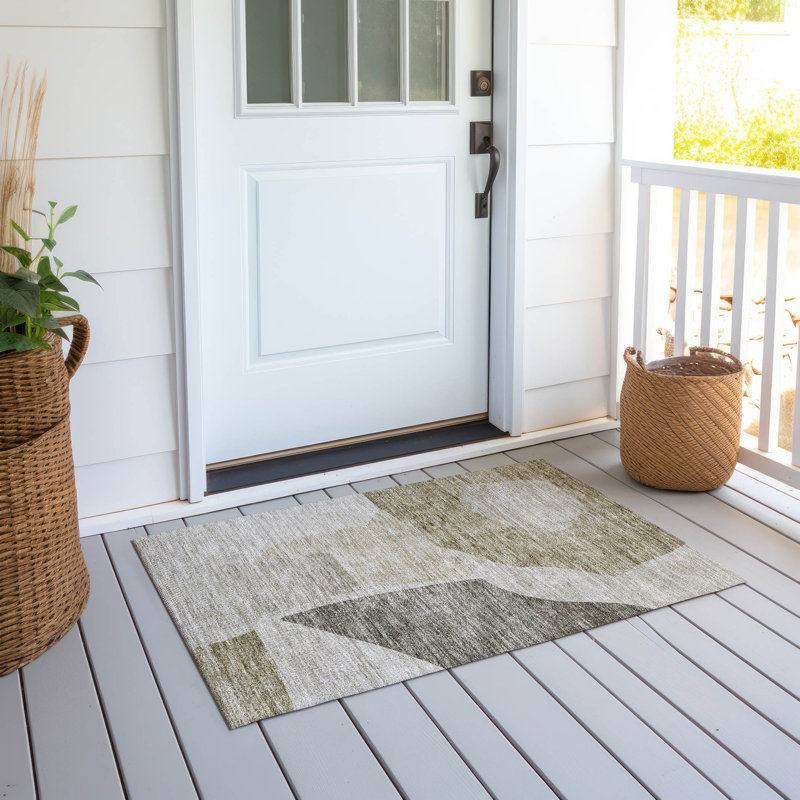 Cheridyn Washable Abstract Indoor / Outdoor Rug, Rectangle 1'8" x 2'6"