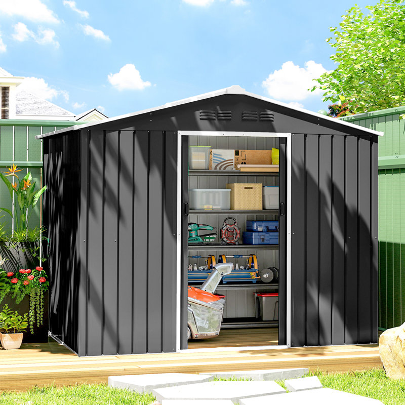 Garden Storage Shed, Dark Grey