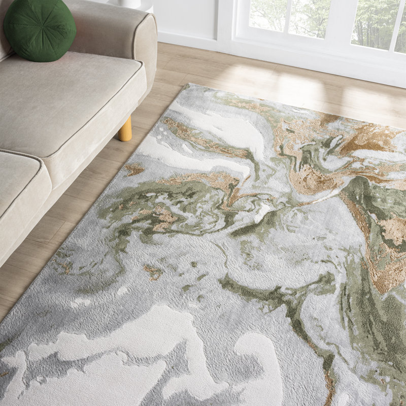 Abani Rugs Argueta REG140C Abstract Grey Green Area Rug, Rectangulaire 2 pi x 3 pi