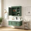 Armoire de rangement murale avec miroir et 3 tablettes ouvertes-129607231