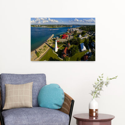 Elevated View Of Lighthouse, Fort Gratiot Lighthouse, Port Huron, Michigan, Usa Abstract Contemporary Architecture Landscape Wall Art