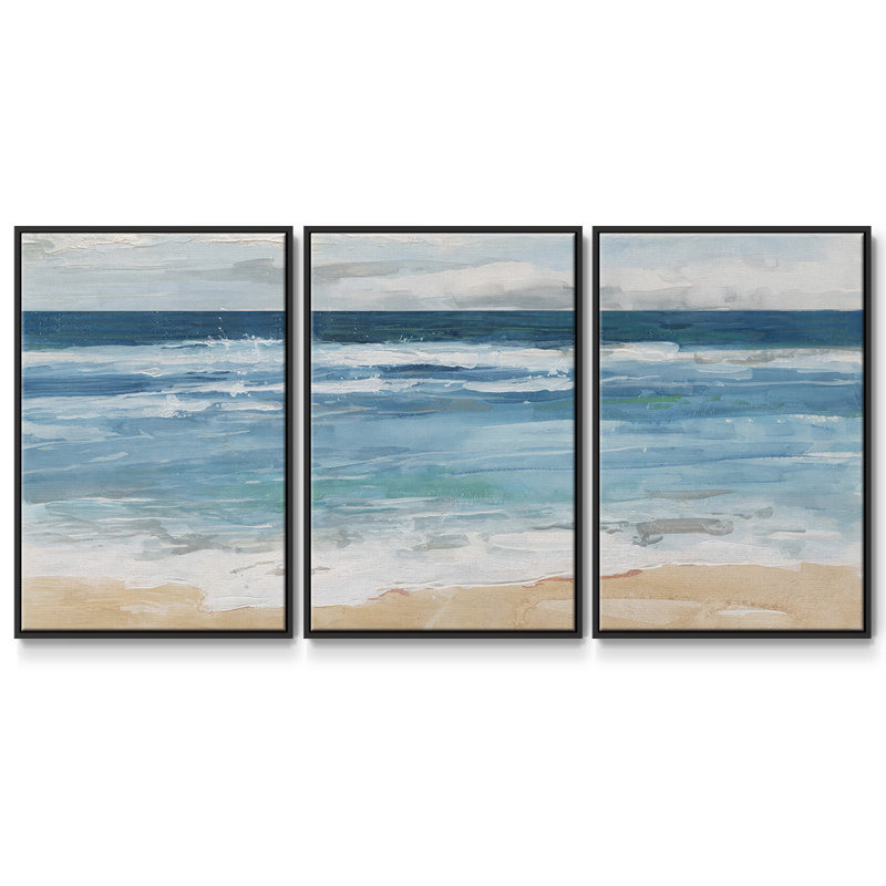 Ocean Waves II, reproduction sur toile 3 pièces, H 24 po x l 48 po x P 2 po, Noir