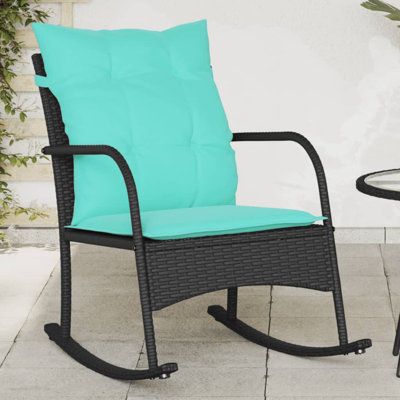 Winston Porter Patio Rocking Chair With Cushions Gray Poly Rattan