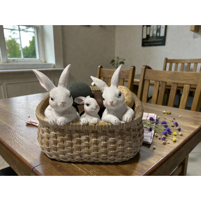 Rectangular Resin Basket w/Easter Bunnies