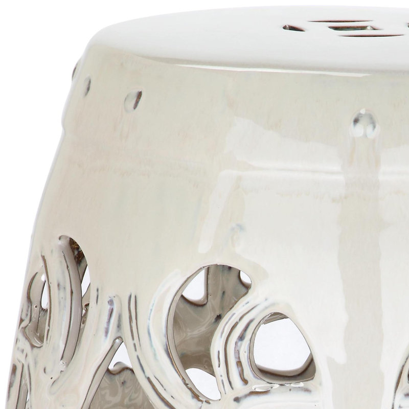 Twedt Ceramic Accent Stool, Cream