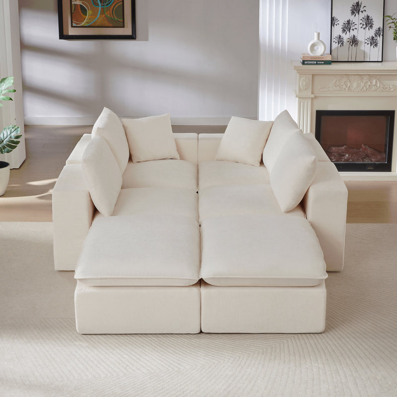 Canapé moderne en nuage de chenille, librement combinable, confortable pour s'asseoir, Chenille blanche
