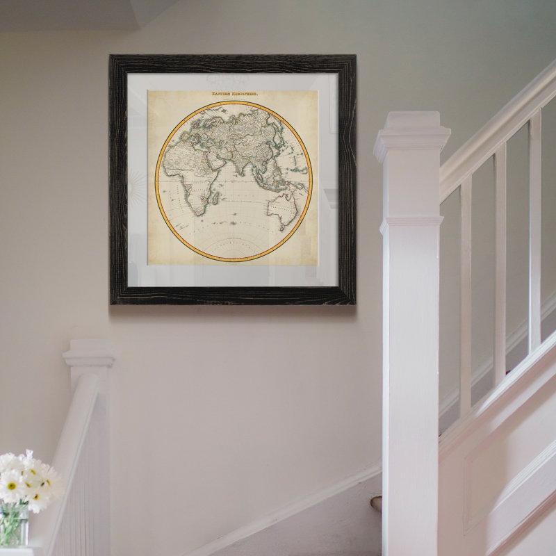 " 1812 Eastern Hemisphere ", Black Framed Paper, 17" H x 17" W x 1.5" D