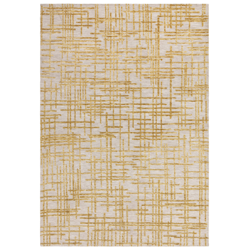Clemones Draft Gold Area Rug, Rectangle 200 x 290 cm