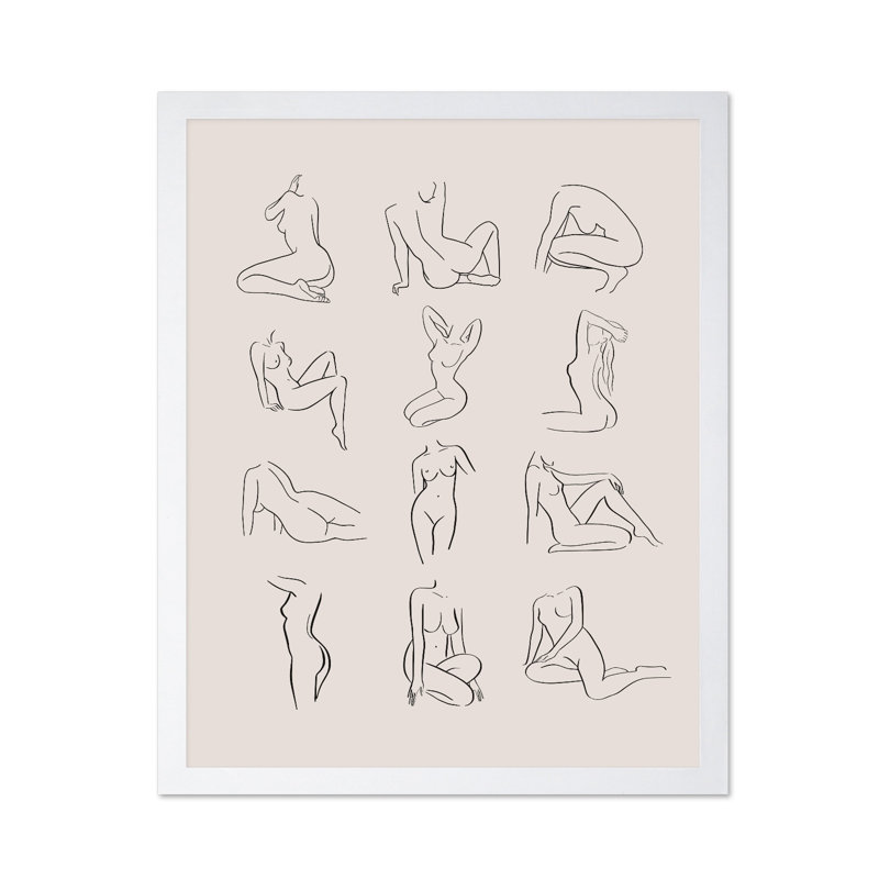 Croquis de femmes nues, Poster, 24"H x 32"W, White Framed