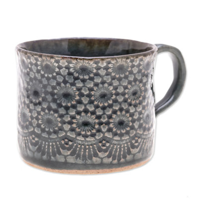 Novica Handmade Floral Shadows Ceramic Cup